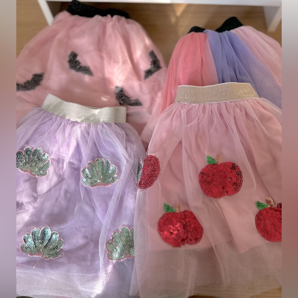 cheeky plum Pink & Lavender Tulle Skirts Set with Sequin Appliqués